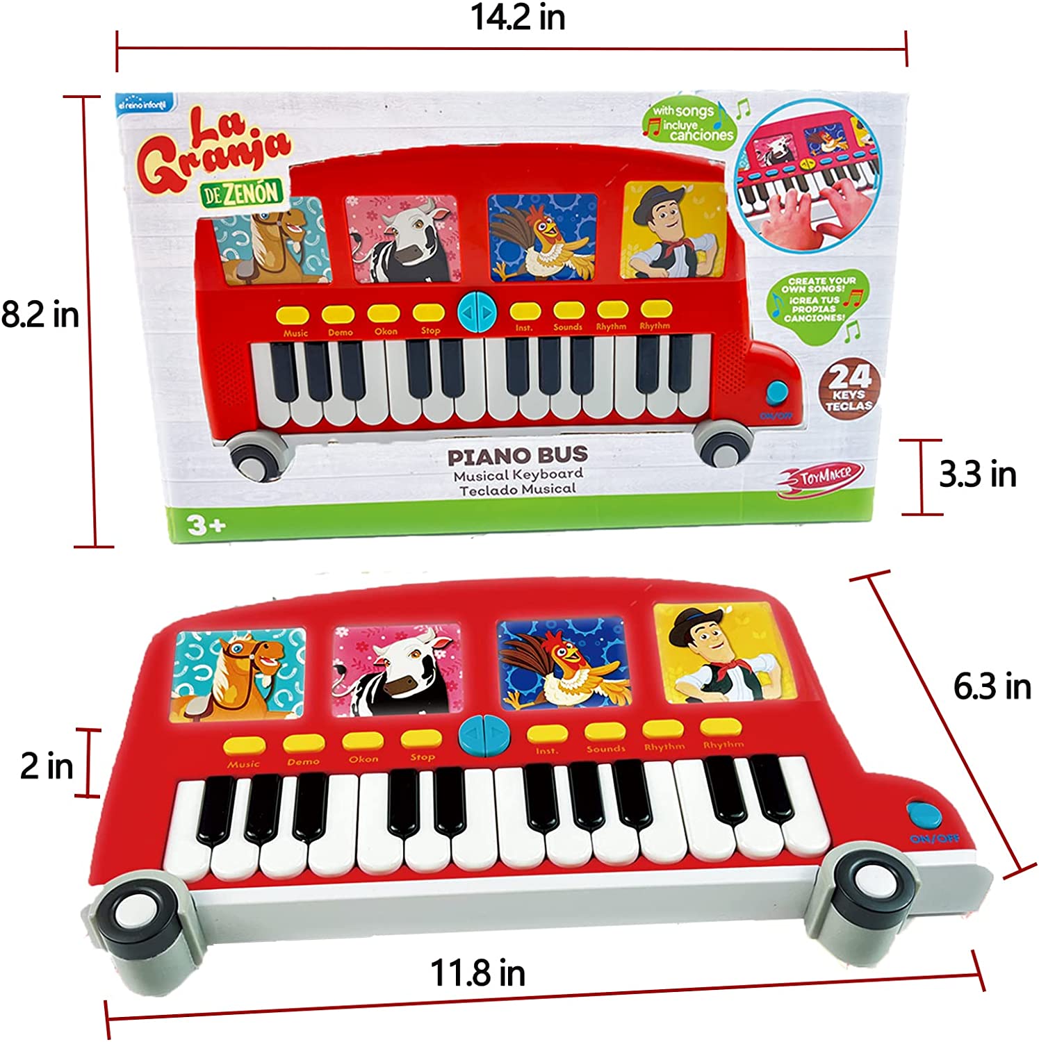 TOYMAKER La Granja de Zenon Baby Piano Keyboard Piano Toy for